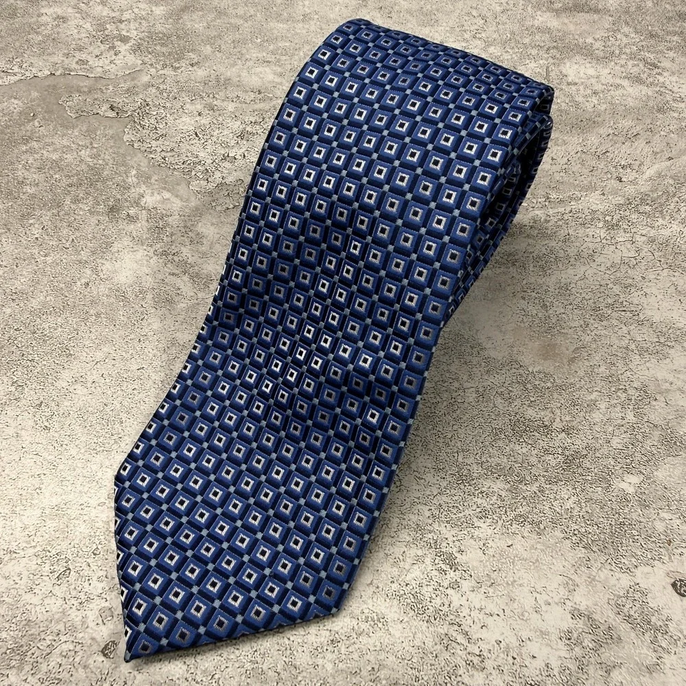 Chaps Tie Mens One Size Blue Geometric Polyester Made In China Necktie‎ 3.25